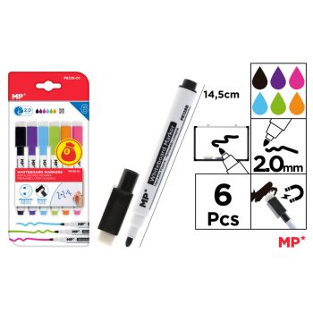 Set 6 markere cu buretel