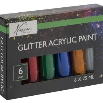 Set culori acrilice nassau fine art glitter 6 culori x 75ml