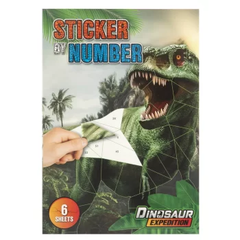 130004 carte cu stickere pe numere Dino