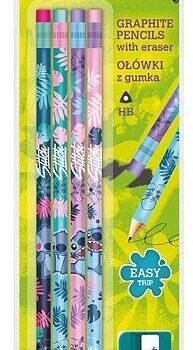 Set 4 creioane cu guma+ascutitoare Stitch