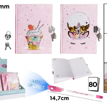PB833-02 Jurnal cu lacat+pix invizibil 178*130mm 80 coli